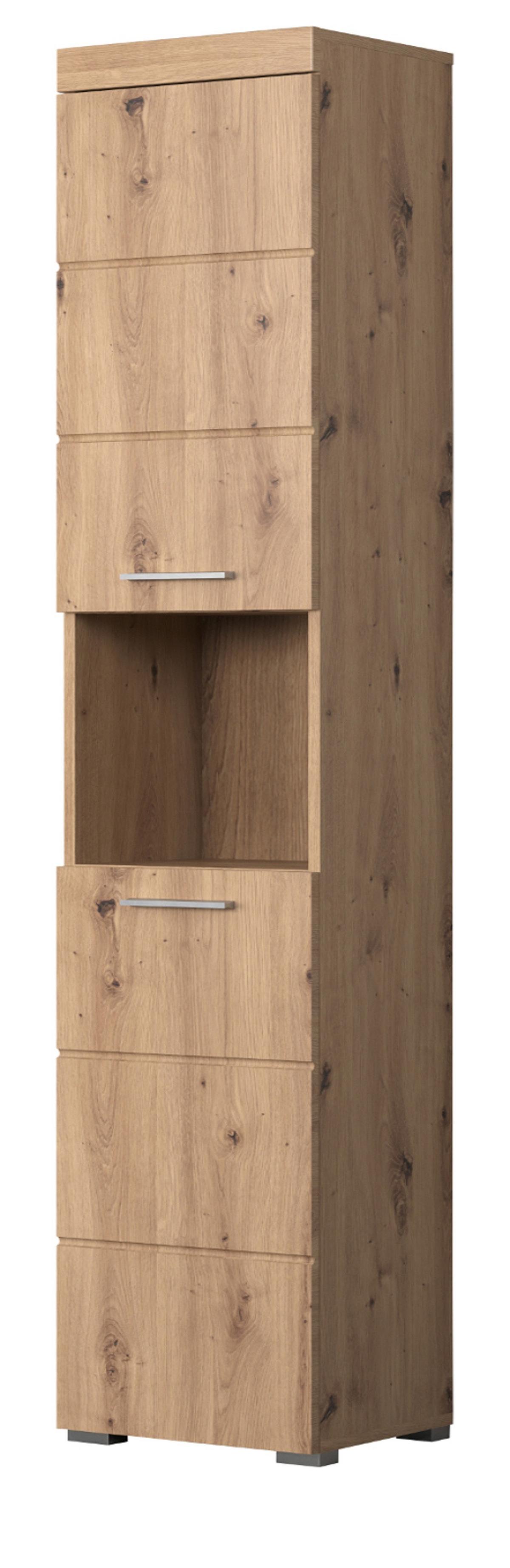 HOCHSCHRANK Asteiche 37 x 190 cm, Badschrank 2-türig - Eichefarben, Holzwerkstoff/Kunststoff (37/190/31cm) - Top.Furn