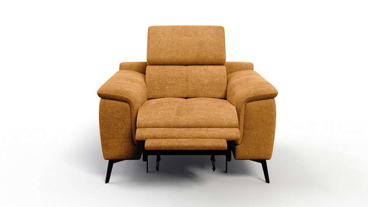 SESSEL FIERO mit Relaxfunktion, orange - Schwarz/Orange, Holzwerkstoff/Textil (114/82/103cm) - Wozimo