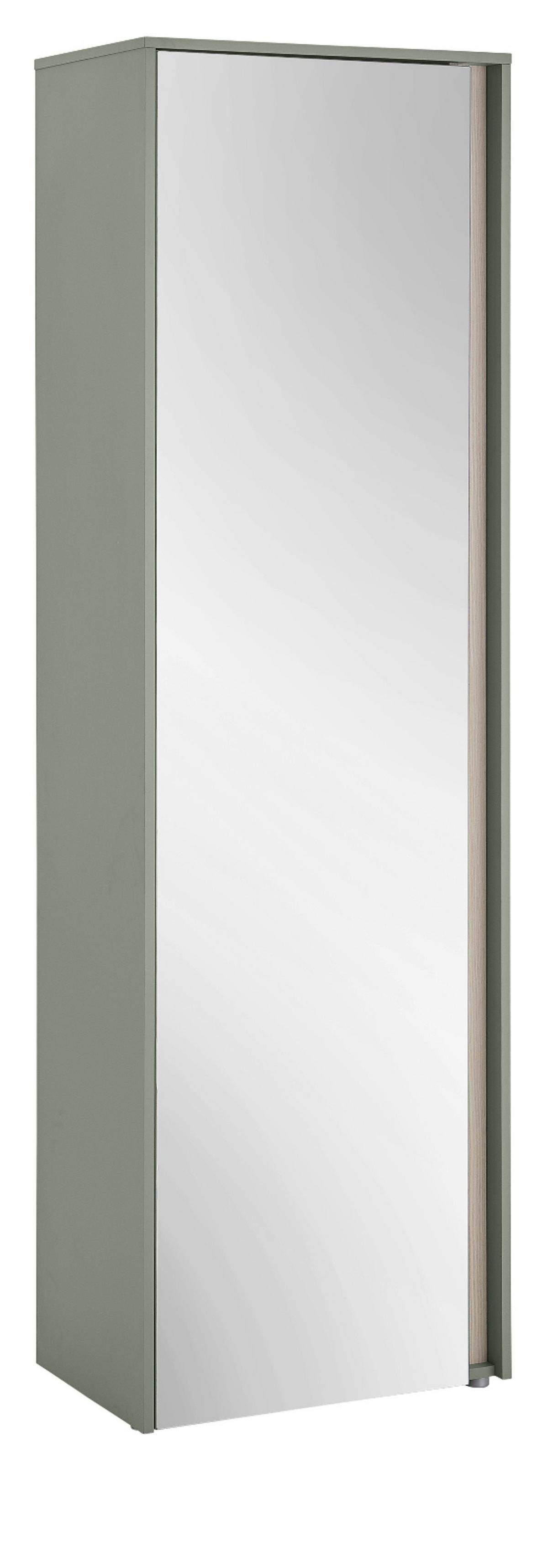 GARDEROBENSCHRANK in Salbei Grün mit Eiche, Flurschrank mit Spiegel, 60 x 200 cm - Salbeigrün/Eichefarben, Glas/Holz (60/200/40cm) - Furn.Design