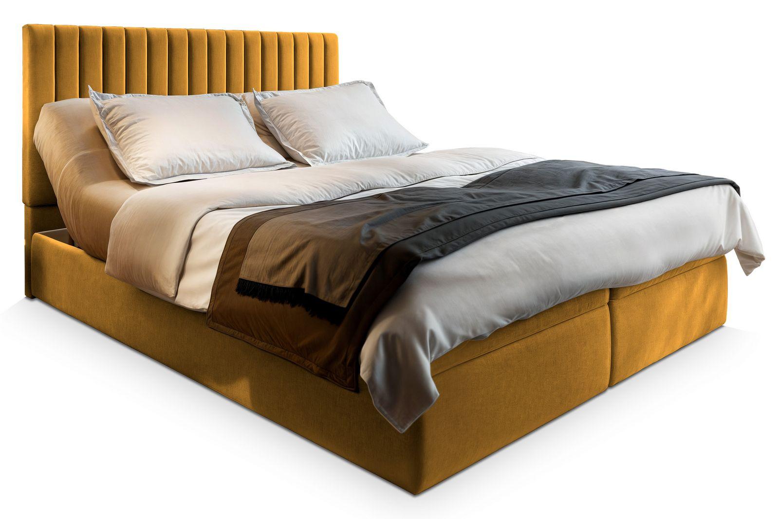 BOXBETT MURLO 160x200 cm mit Matratze und Topper - Gelb - Gelb, Holz (160/200cm) - MASSENO