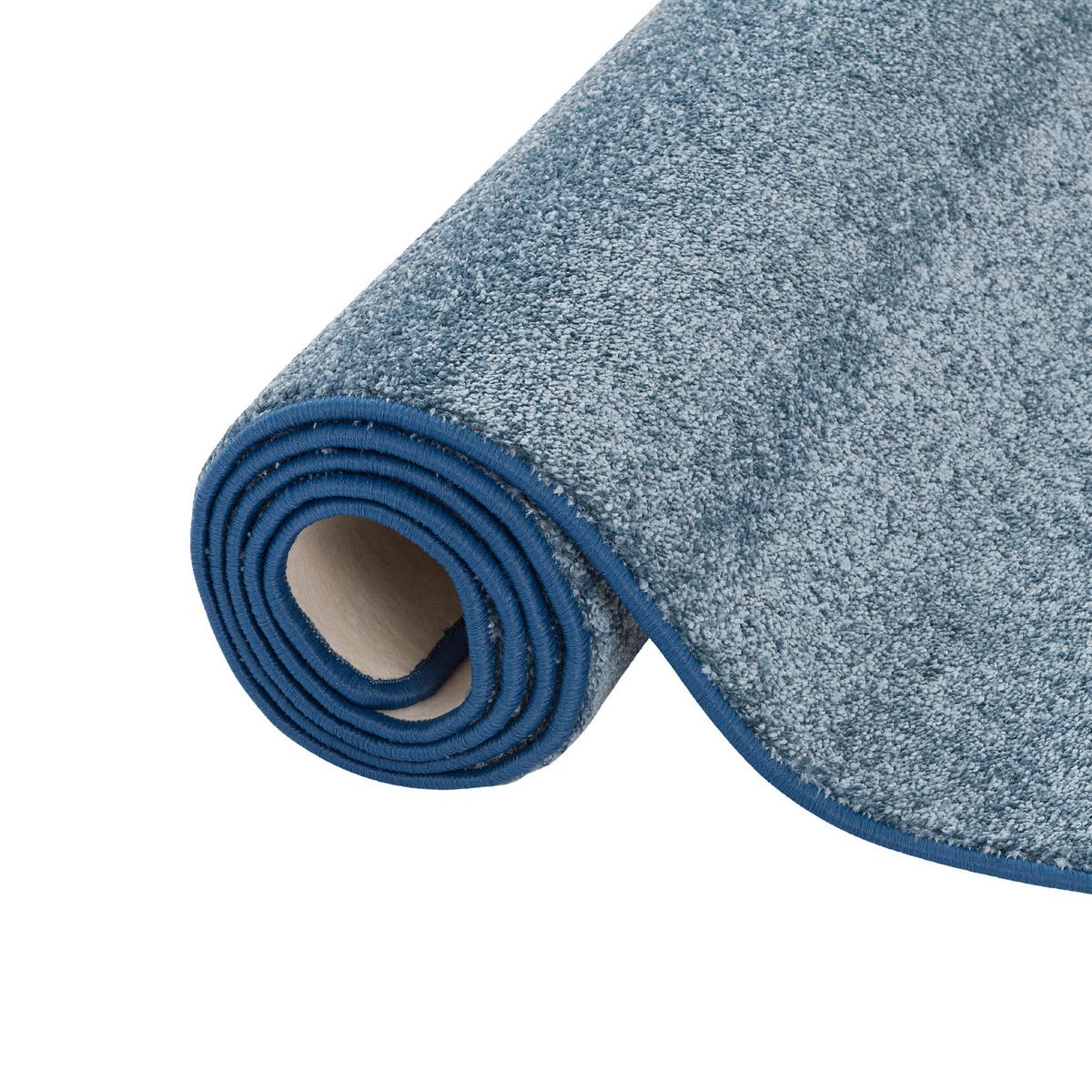 HOCHFLOR VELOURS TEPPICH LUNA - Blau, Textil (133/133cm) - Snapstyle