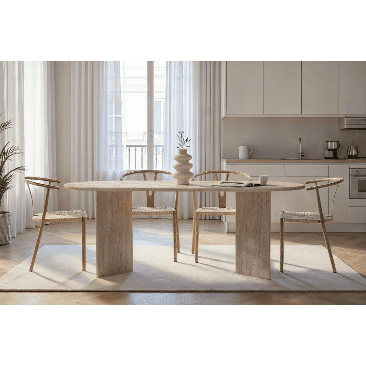 ESSTISCH mit ovaler Tischplatte L200 cm 90/200/75 cm - Beige, Holzwerkstoff (96/90/75cm) - Calicosy