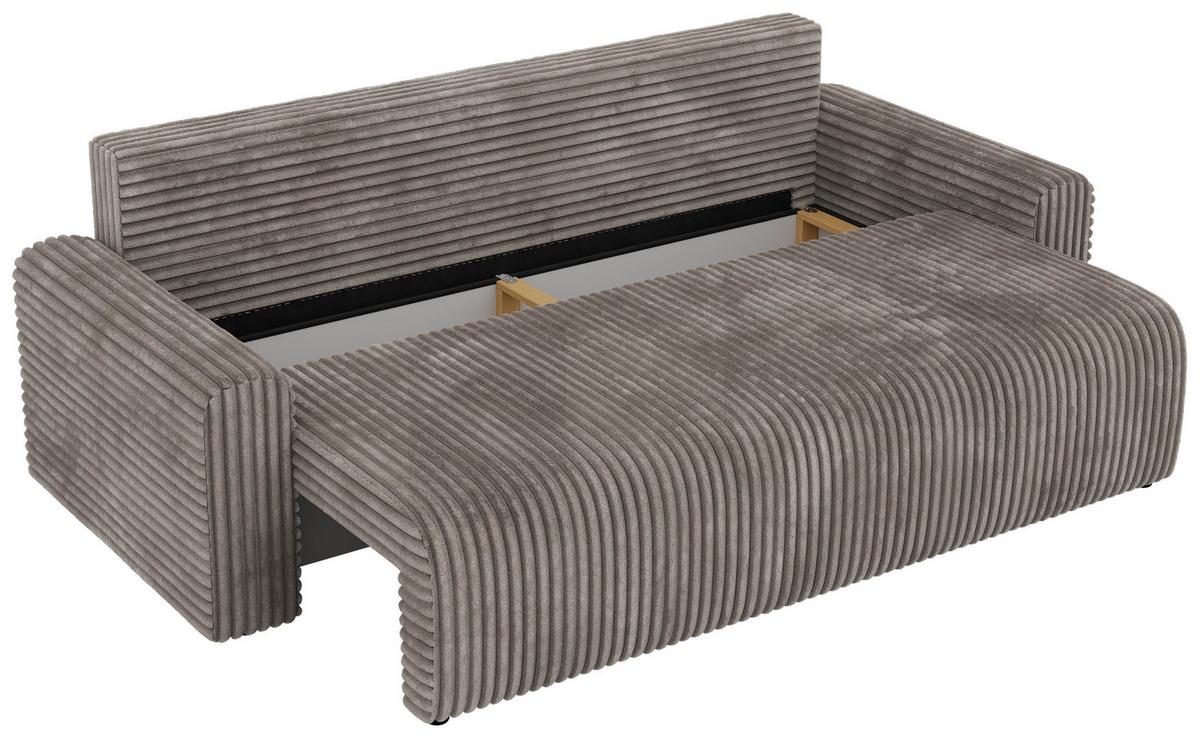 3-SITZER-SOFA NESSARO - Hellbraun Cord - Hellbraun/Schwarz, Kunststoff/Textil (243/92/90cm) - MKS