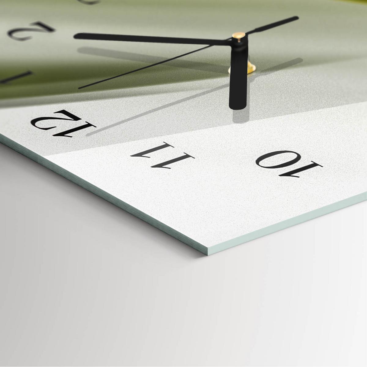 WANDUHR aus Glas 30x60 cm - Abstrakte Linien - Grün, Glas (30/60/0.4cm) - TULUP