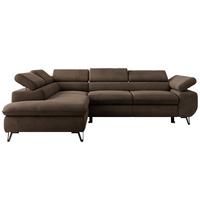 ECKSOFA PABLO L Braun Velvet - Links Seite - Schwarz/Braun, Textil/Metall (208/273cm) - MKS