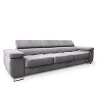 BETTSOFA MOSINE Hellgrau Velours-Stoff mit Schlaffunktion - Hellgrau, Textil (281/87/98cm) - MASSENO