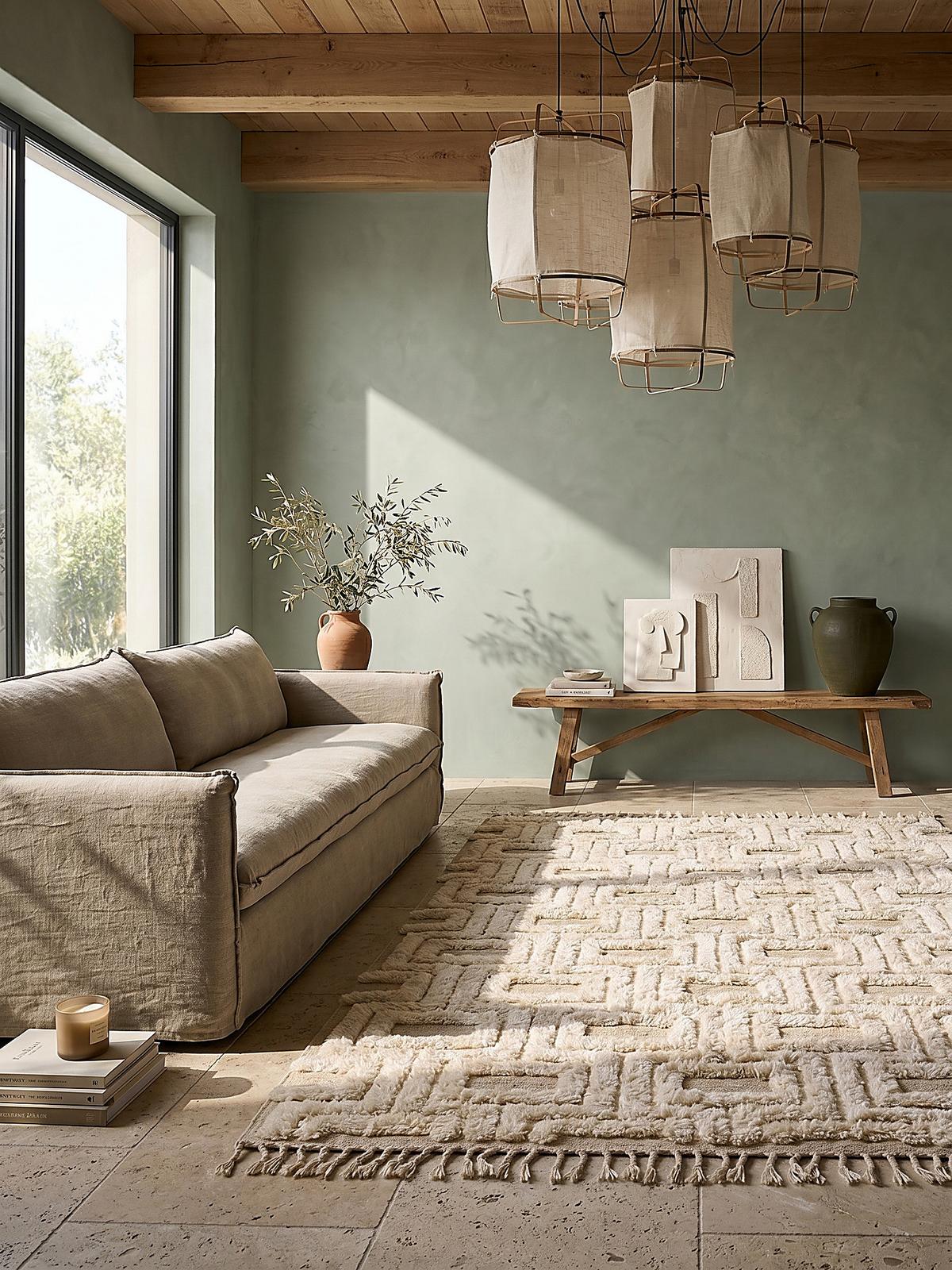 WOLLTEPPICH mit Fransen COPSE, geometrisch, Beige, 200 x 290 cm - Beige, Textil (290/200cm) - KADIMA DESIGN
