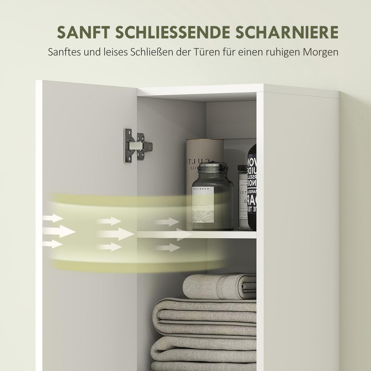 BADEZIMMERSCHRANK MDF Weiß - Weiß, Holzwerkstoff (30/161/30cm) - HOMCOM