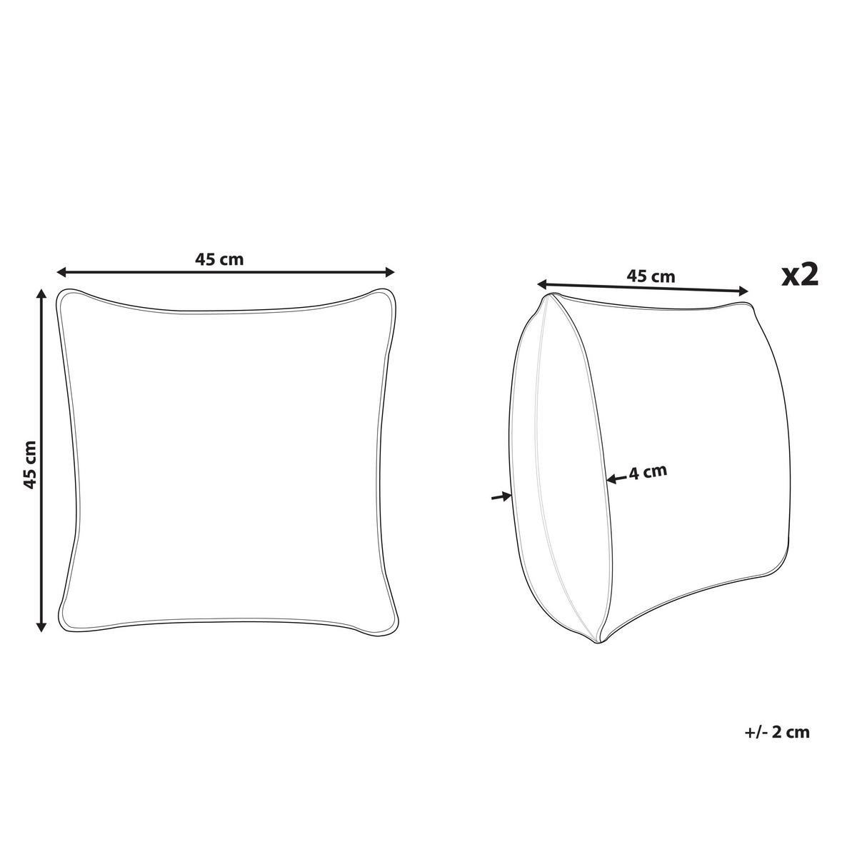 DEKOKISSEN 2er-Set Weiß 45/45 cm Azalia - Gelb/Weiß, Textil (45/45cm) - Beliani