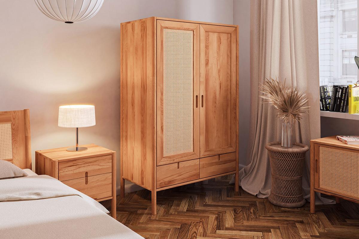 KLEIDERSCHRANK MIT SCHUBLADE INA Kernbuche - Creme, Holz (108/175/60cm) - byoak