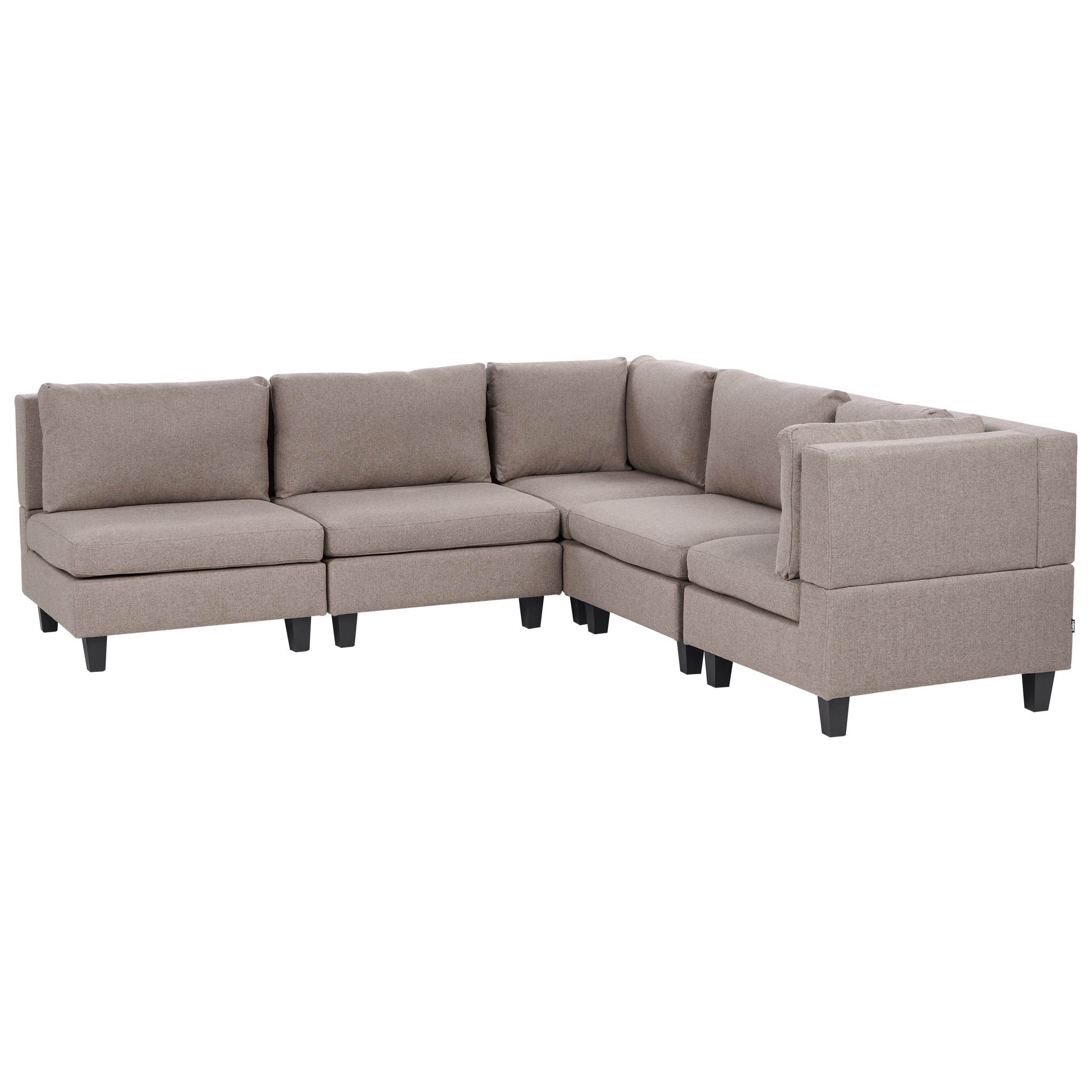 ECKFSOFA Modul 5-Sitzer linksseitig Braun Stoff Unstad - Schwarz/Braun, Textil (228/228cm) - Beliani