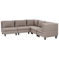 ECKFSOFA Modul 5-Sitzer linksseitig Braun Stoff Unstad - Schwarz/Braun, Textil (228/228cm) - Beliani