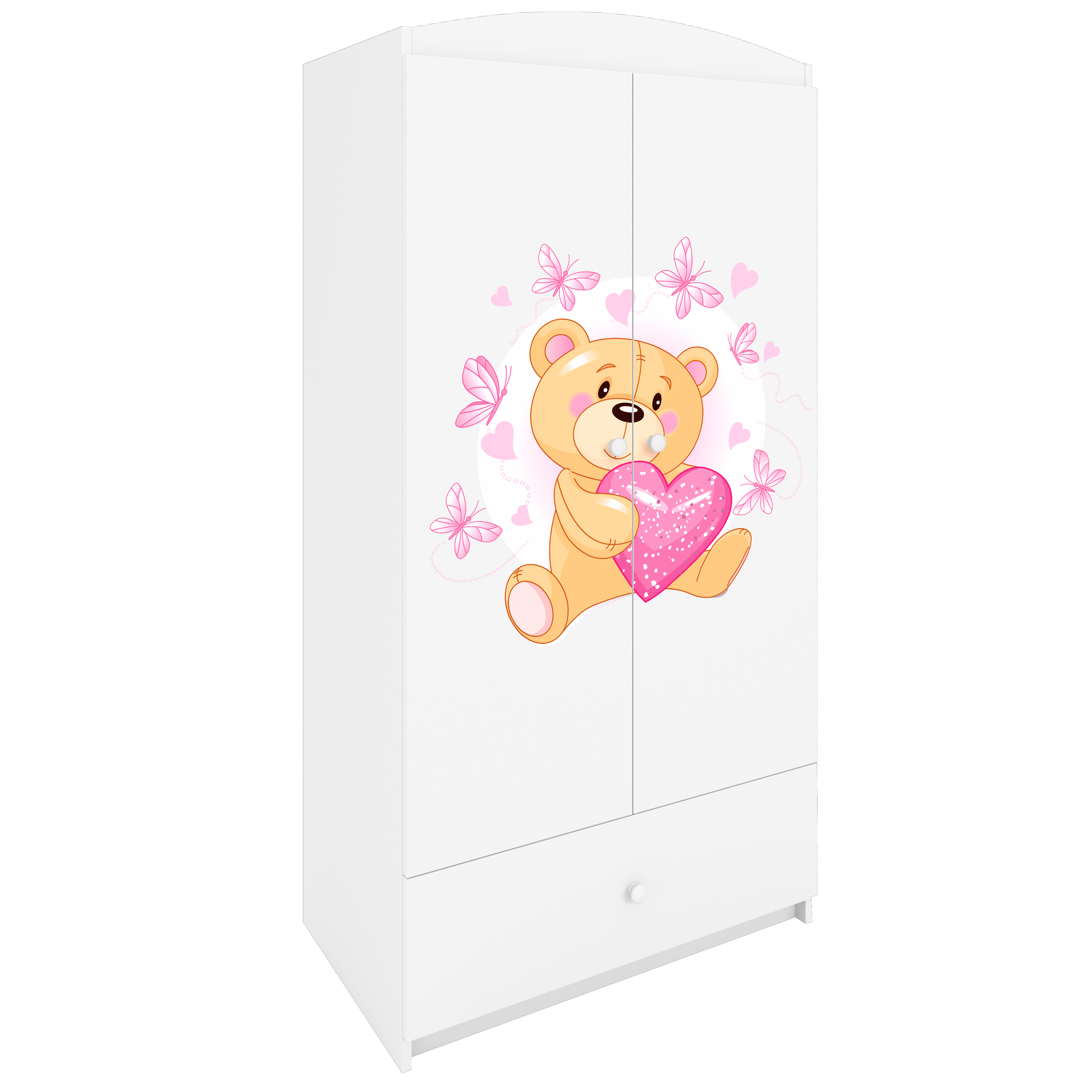 KINDERKLEIDERSCHRANK Teddybär I - Weiß, Holzwerkstoff (90/175/52cm) - RAUMHIRSCH FURNITURE