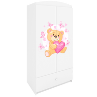 KINDERKLEIDERSCHRANK Teddybär I - Weiß, Holzwerkstoff (90/175/52cm) - RAUMHIRSCH FURNITURE