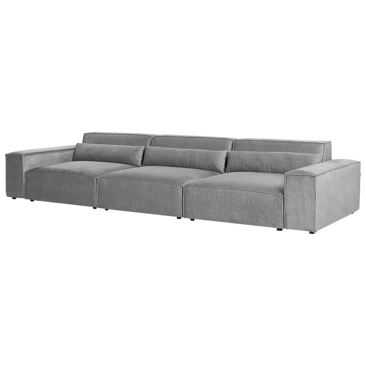 3-SITZER-MODULSOFA Grau Stoff mit Ottomane Hellnar - Grau, Textil (364/70/126cm) - Beliani