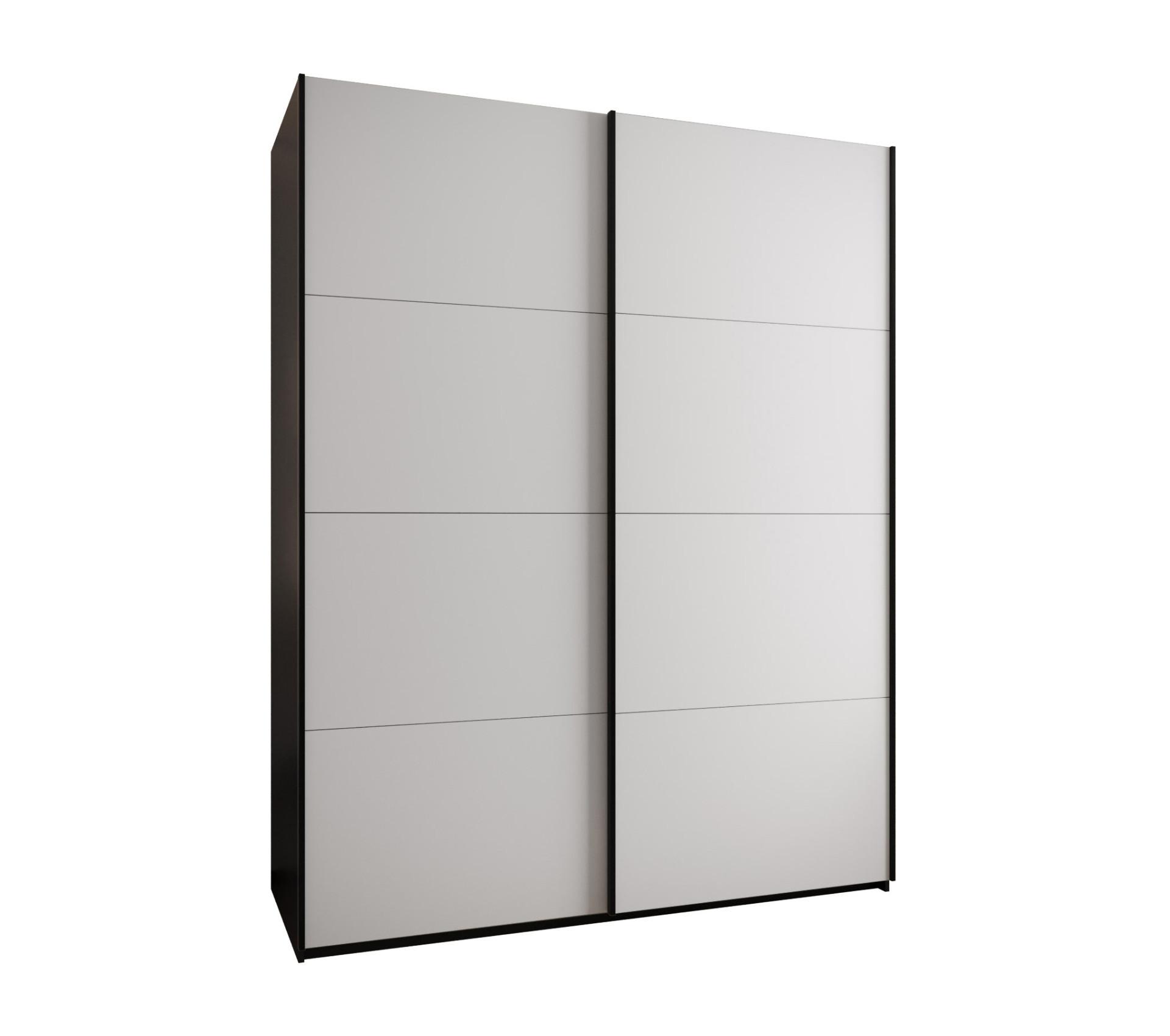 SCHWEBETÜRENSCHRANK 245,5/200/64 2-türig - Schwarz/Weiß, Holz/Metall (200/245/64cm) - Abiks Möbel