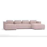WOHNLANDSCHAFT Nova Puderrosa Cord - Pink/Schwarz, Holz/Kunststoff (327/64/176cm) - S-Style Möbel
