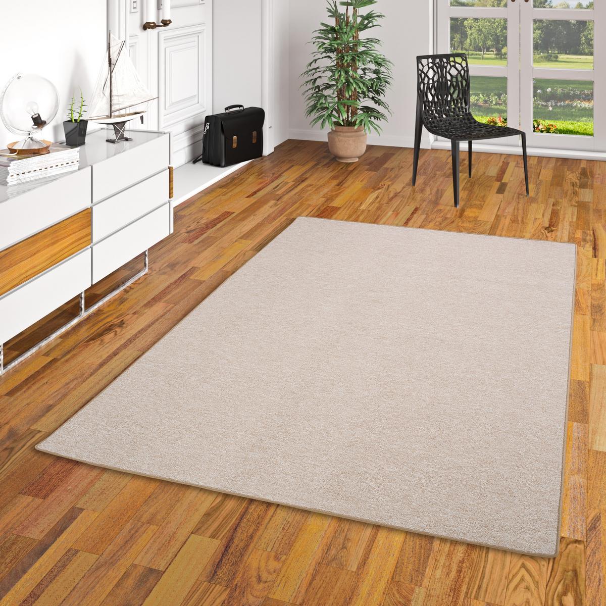 FEINSCHLINGEN VELOUR TEPPICH STRONG - Beige, Textil (133/133cm) - Snapstyle