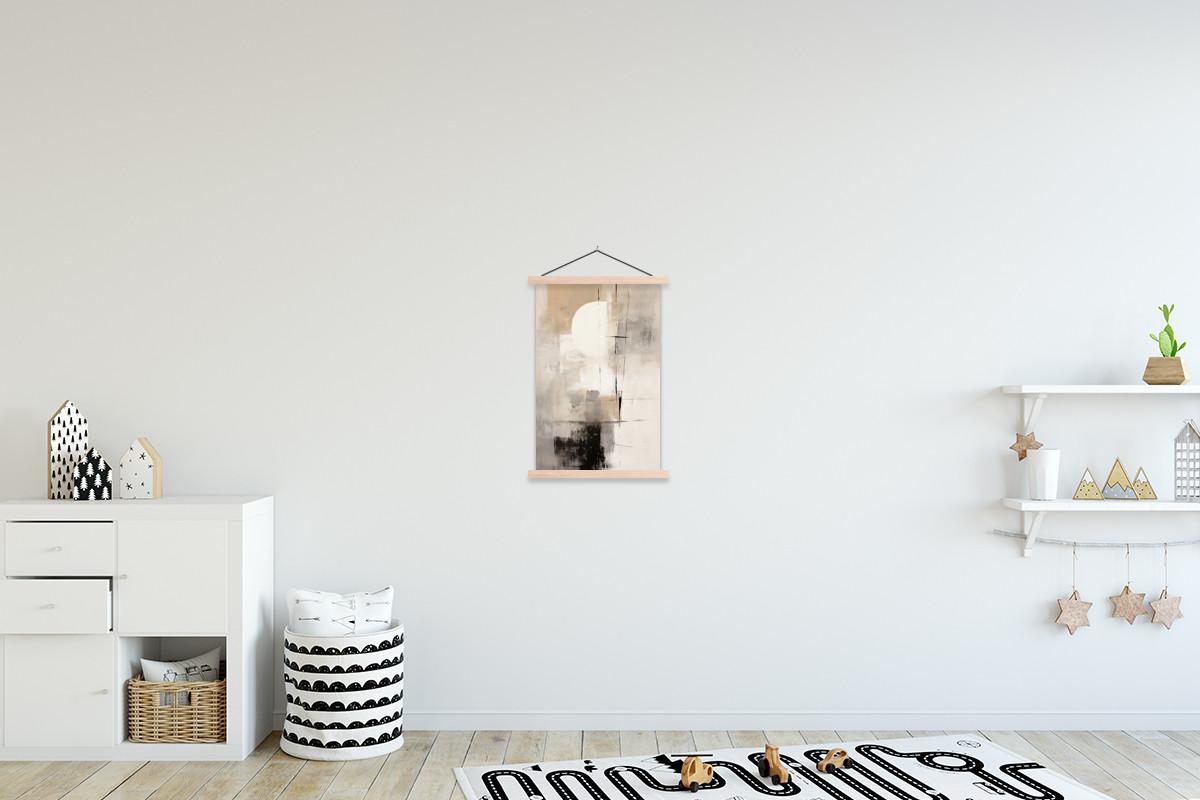 POSTER MIT MAGNETLEISTEN Abstrakt - Kunst - Grau Deko Wohnzimmer 40x60 cm - Hellgrau, Textil (40/60/0.15cm) - MuchoWow