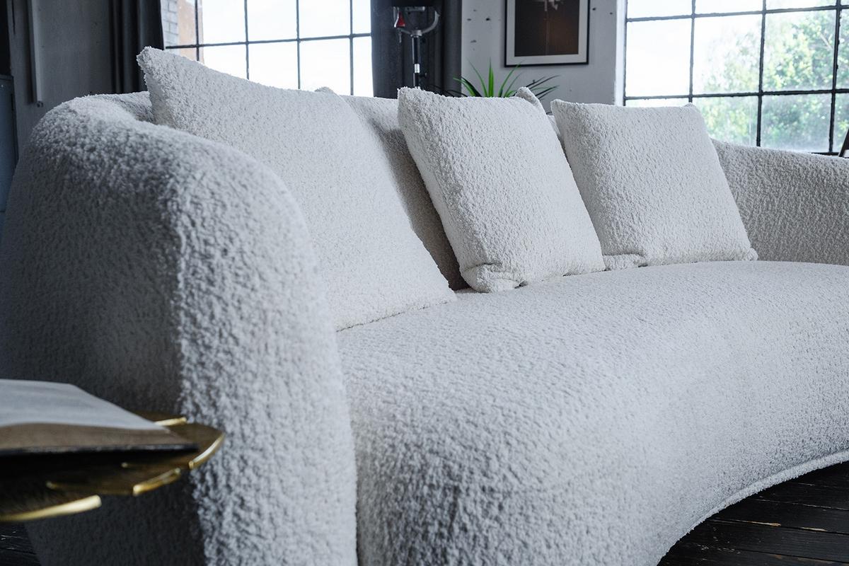 SOFA RADA Cremeweiß Bouclé - Creme/Schwarz, Textil (209/83/109cm) - KAWOLA
