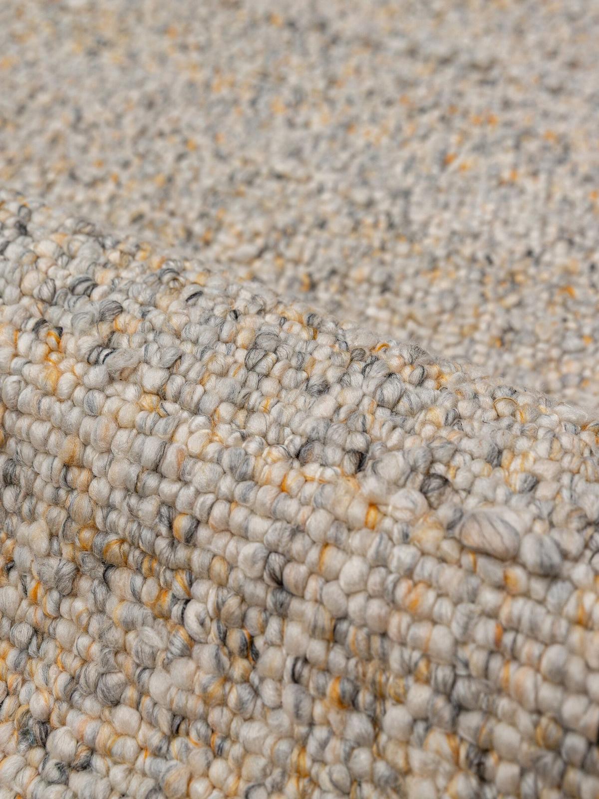 KURZFLORTEPPICH handgewebt GLAVEN, Bouclé-Struktur, Gelb-Grau, 120 x 170 cm - Gelb, Textil (120/170cm) - KADIMA DESIGN