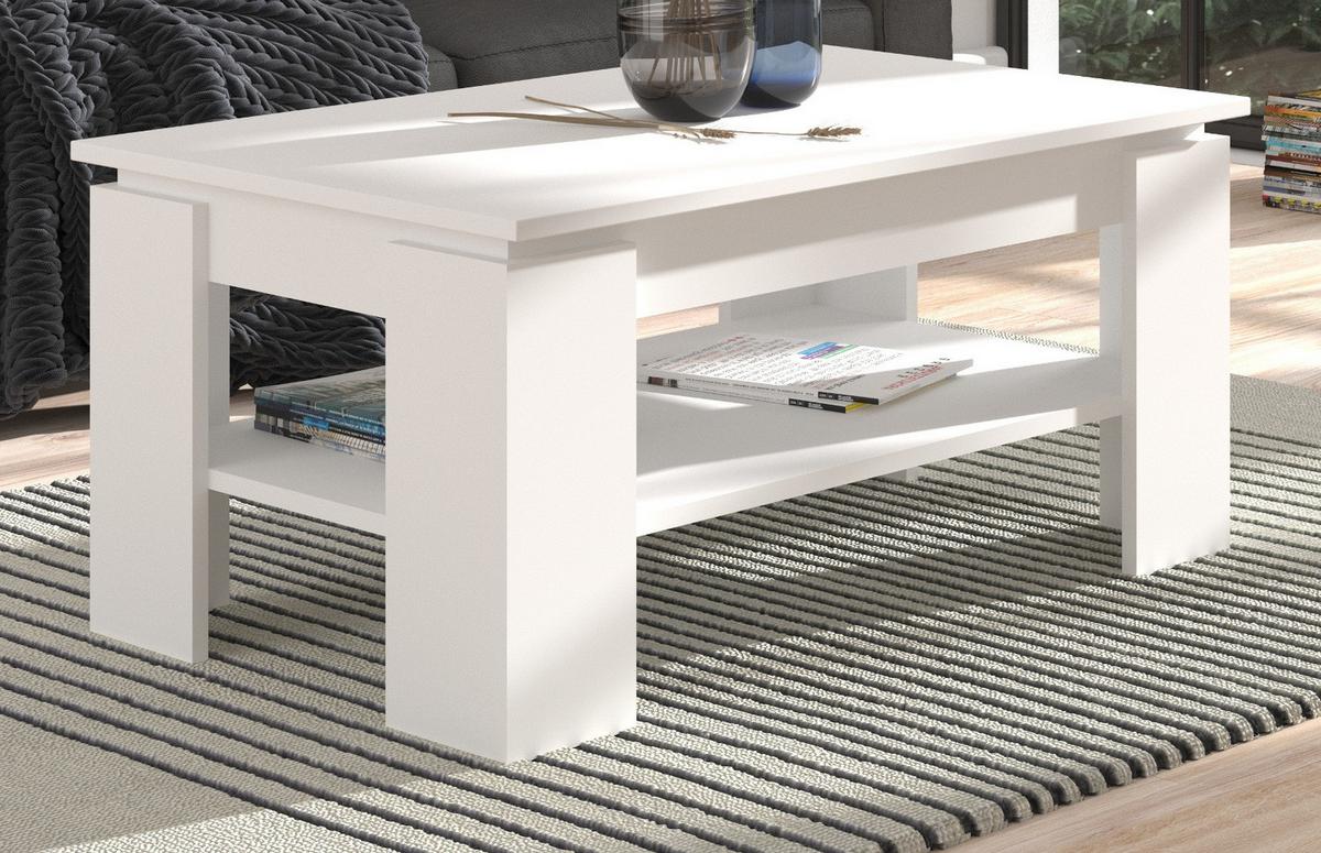 COUCHTISCH weiß matt 100 x 60 cm, Wohnzimmertisch mit Ablage - Weiß/Eiche Artisan, Holzwerkstoff/Metall (100/60/45cm) - Inn.Furn