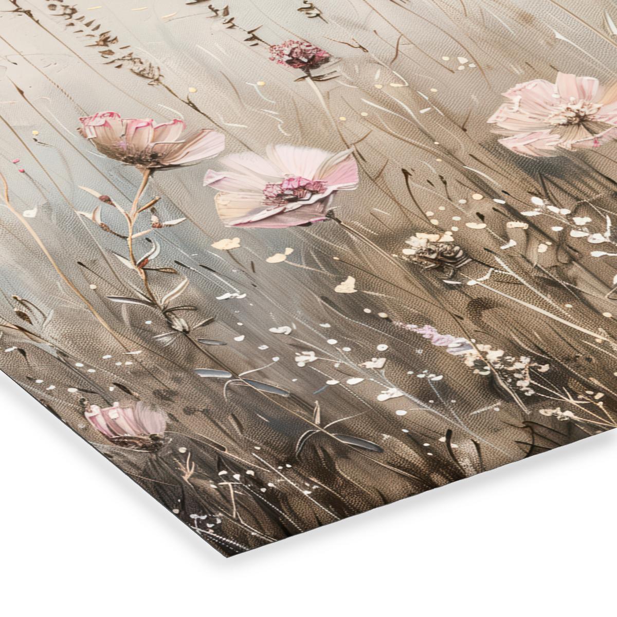 POSTER MIT RAHMEN Blumen - Rosa - Modern - Beige 40x30 cm - Beige, Papier (40/30cm) - MuchoWow
