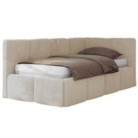 JUGENDBETT ARVO 90/200 - Creme Plüsch - Multipocket-Matratze - Rechts Seite - Creme, Textil (90/200cm) - MKS
