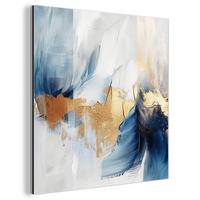 METALLBILD Gold - Blau - Aquarell - Kunst - Modern 90x90 cm - Hellblau, Metall (90/90cm) - MuchoWow