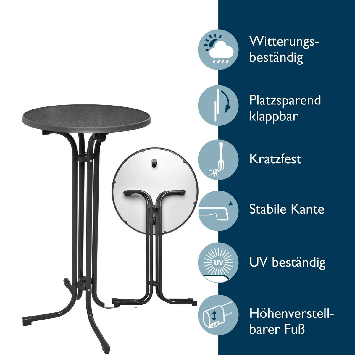 STEHTISCH Bellini Ø 60cm Grau mit Stella Stehtischhusse Ø 60cm Weiß - Weiß, Metall (60/60/110cm) - Beautissu 