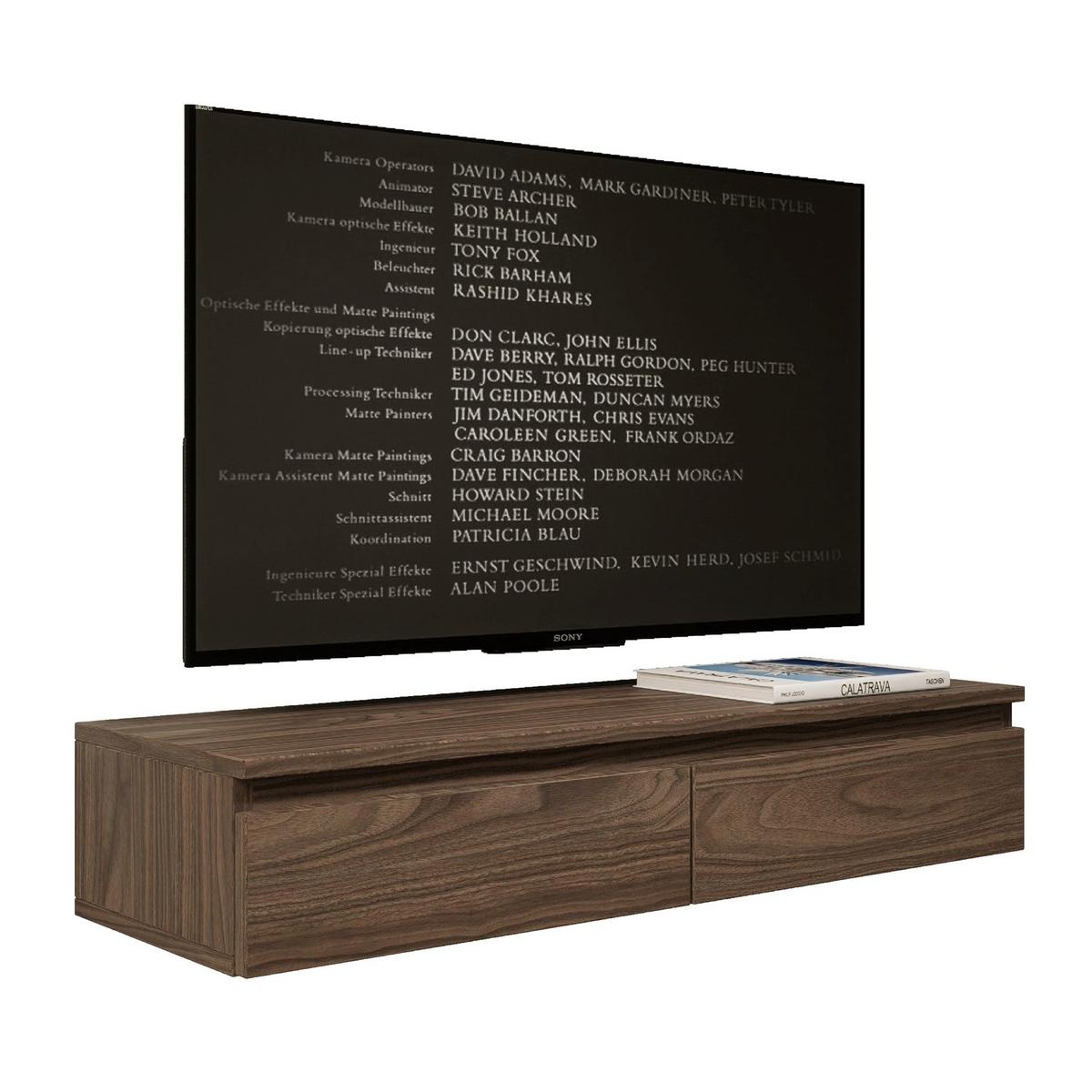 TV-LOWBOARD Bemmi Slim 2-türig, Holzoptik Walnuss Wisconsin, 100 cm - Dunkelbraun, Holzwerkstoff (100/18.2/31.6cm) - Selsey