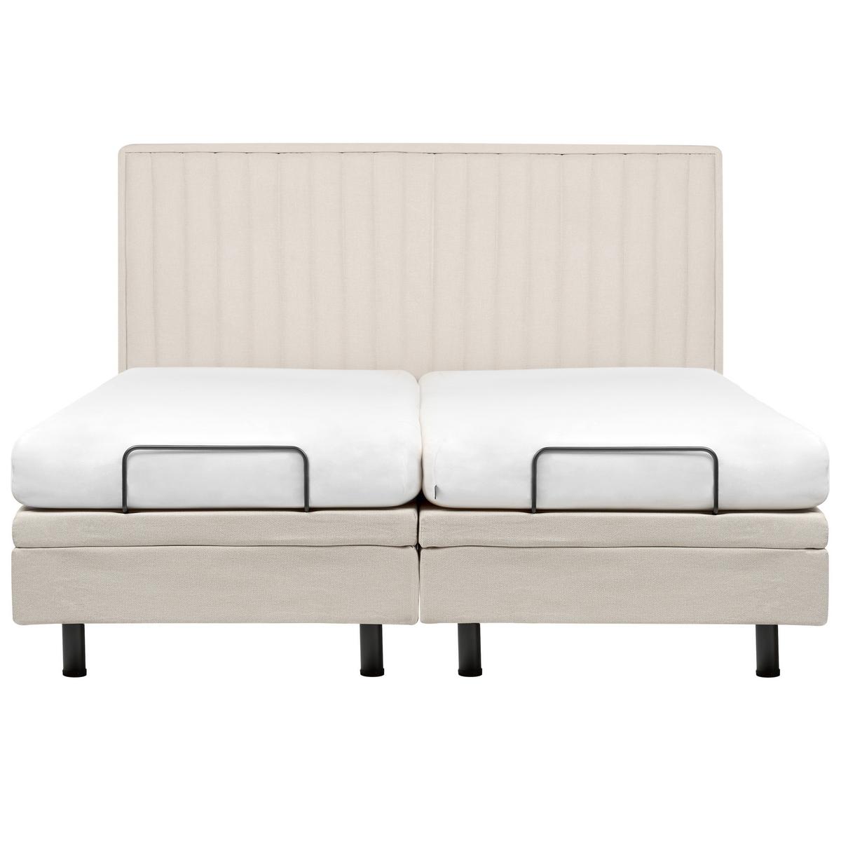 BETT verstellbar 180/200 cm Stoff Hellbeige Castellan - Beige, Textil (180/200cm) - Beliani