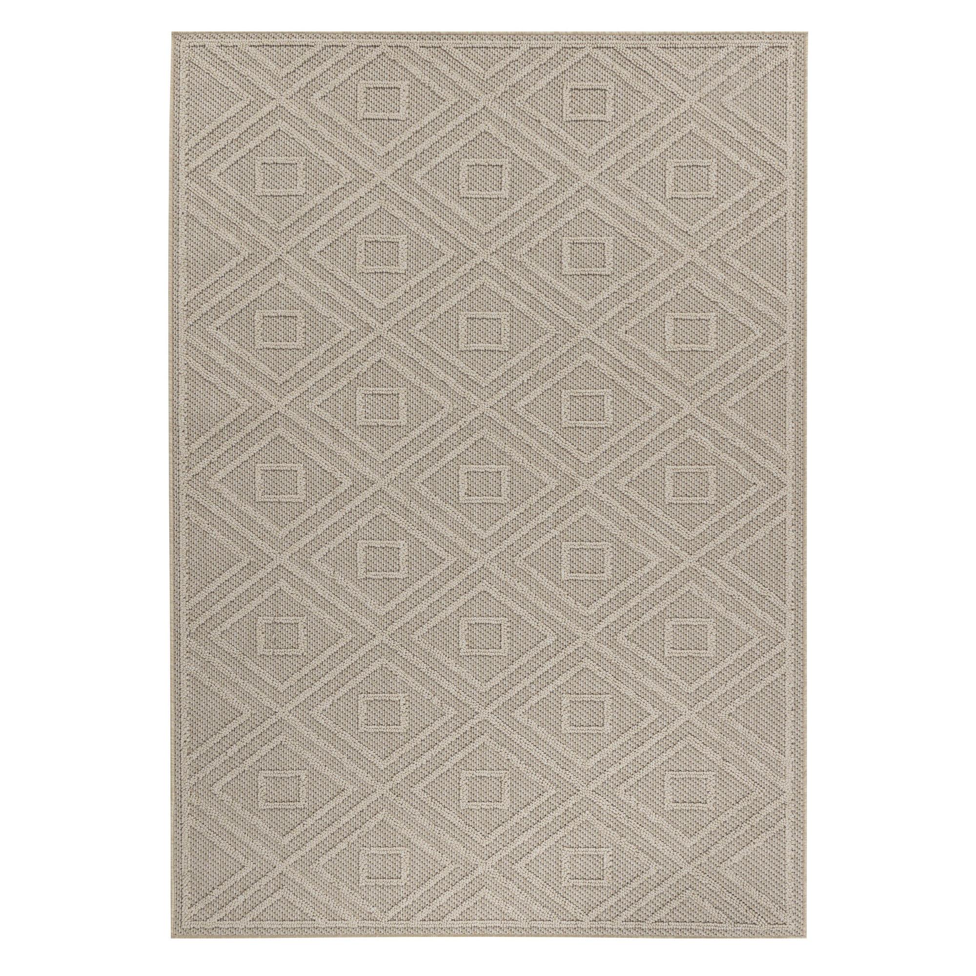 TEPPICH Outdoor IMST in Beige, mit Rautenmuster, aus Polypropylen, 80 x 150 cm - Beige, Textil (80/150cm) - KADIMA DESIGN