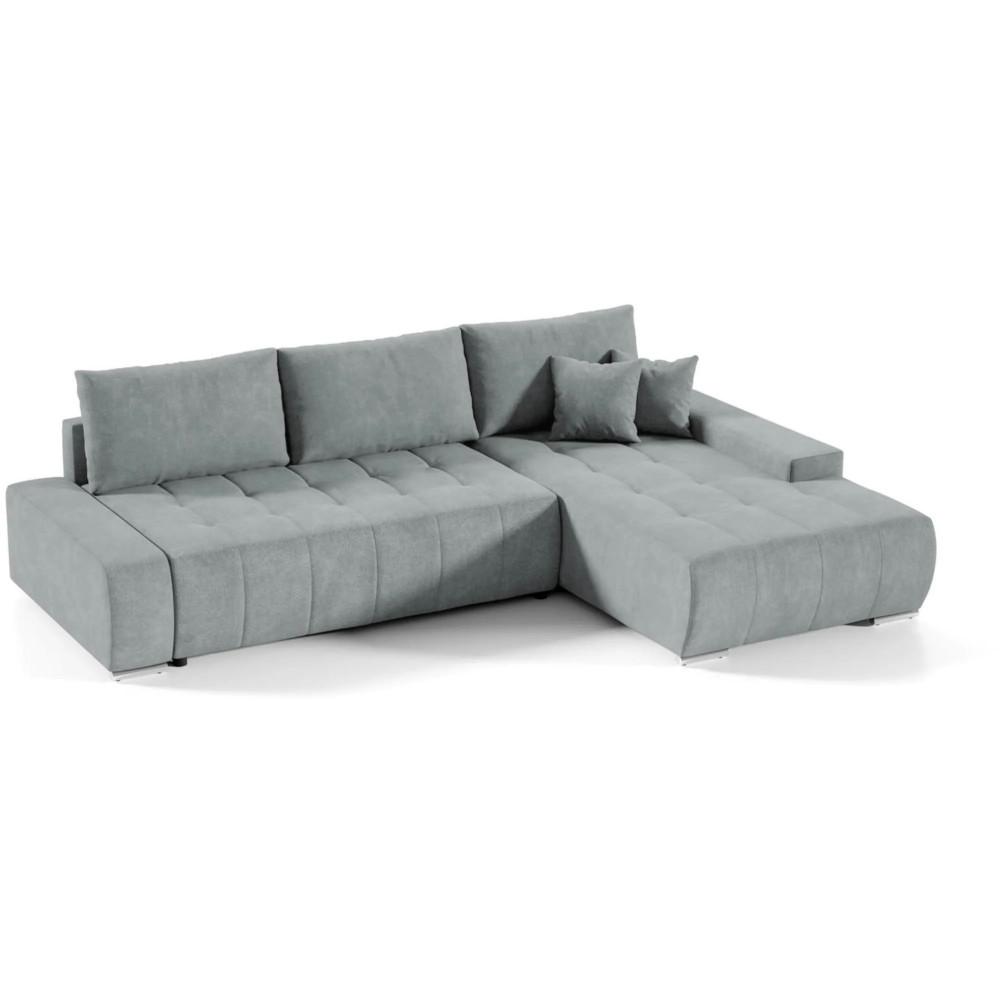 ECKSCHLAFSOFA Draco mit Schlaffunktion, rechts, Hellgrau - Hellgrau/Schwarz, Kunststoff/Textil (267/186cm) - Beautysofa