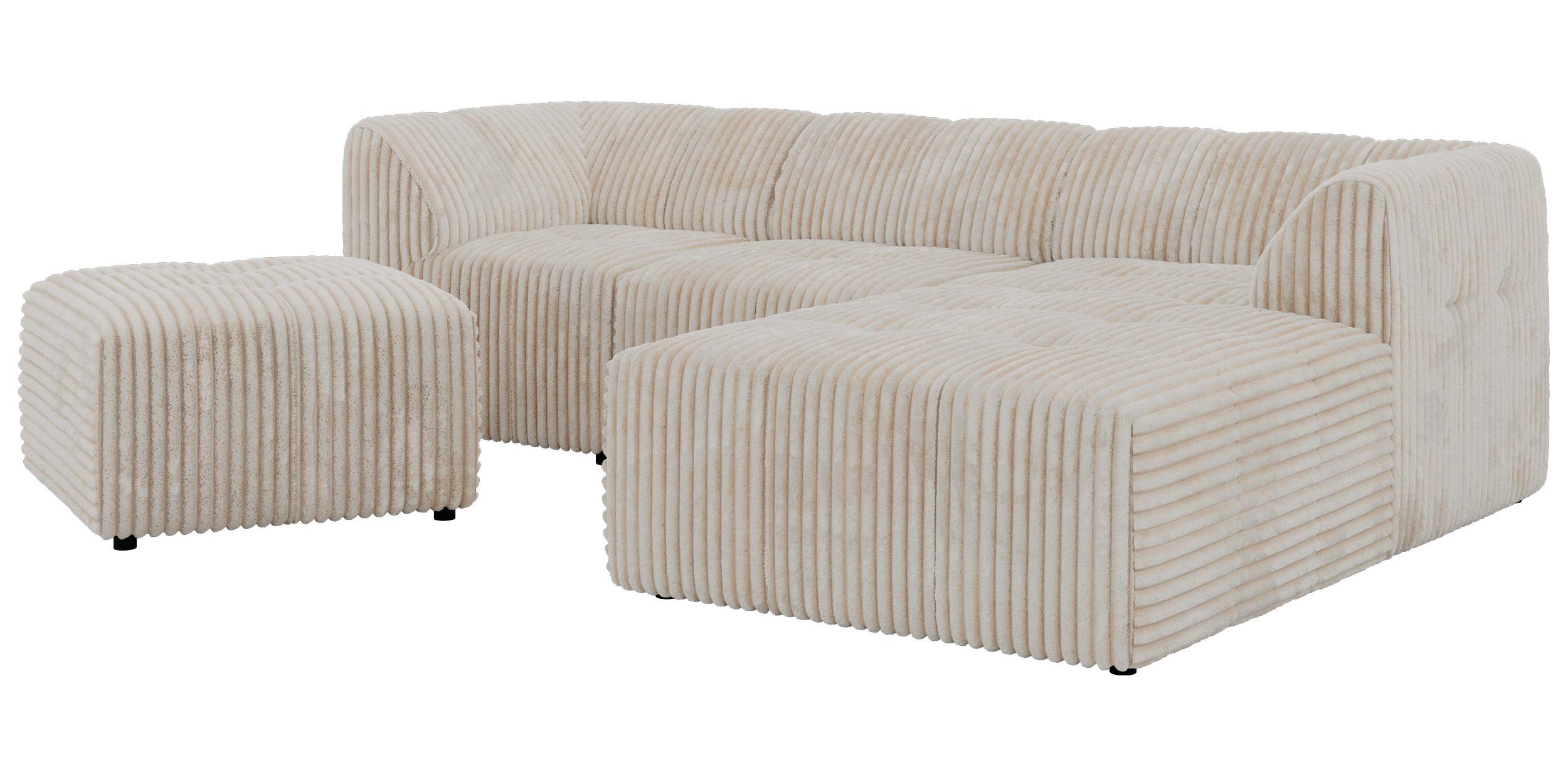 ECKSOFA VORITA L 4M - Beige Cord - Rechts Seite - Beige/Creme, Kunststoff/Textil (176/267cm) - MKS