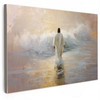 LEINWANDBILD Gemälde - Welle - Jesus - Abstrakt Gemälde 60x40 cm - Goldfarben, Textil (60/40cm) - MuchoWow
