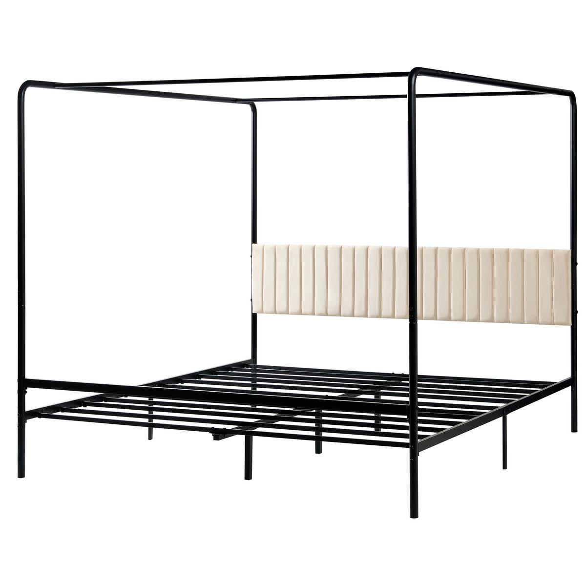 HIMMELBETT Metall 180/200 cm Schwarz Mirabeau - Beige/Schwarz, Metall (180/200cm) - Beliani