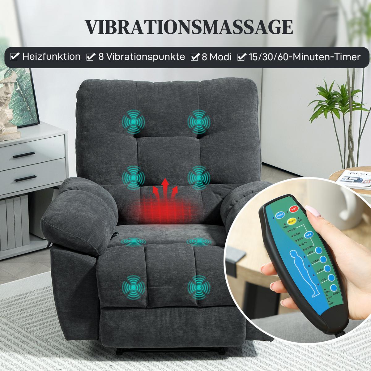MASSAGESESSEL Polyester Stahl Dunkelgrau - Dunkelgrau, Textil (100/107/102cm) - HOMCOM