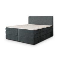 BOXSPRINGBETT MATERN 200x200 cm mit Matratze und Topper, H2+H3 - Grau - Grau, Holz (200/200cm) - MASSENO