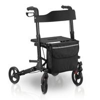 ROLLATOR Vital schwarz klappbar mit Sitzfläche & Einkaufstasche - Schwarz, Metall (63/80/68cm) - Juskys