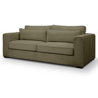 SOFA khaki Cord 3-Sitzer 241 cm, Couch mit Wellenfederung - Dunkelgrün/Schwarz, Holzwerkstoff/Kunststoff (241/92/112cm) - Inn.Furn