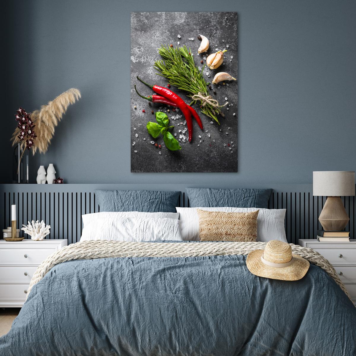 POSTER Pfeffer - Kräuter - Gewürze - Beton 80x120 cm - Dunkelgrau, Papier (80/120/0.1cm) - MuchoWow