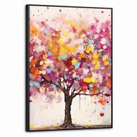 LEINWAND Bilder mit Rahmen - Aquarell - Baum - Kunst - Abstrakt - 70x100 - Multicolor, Textil (70/100cm) - MuchoWow