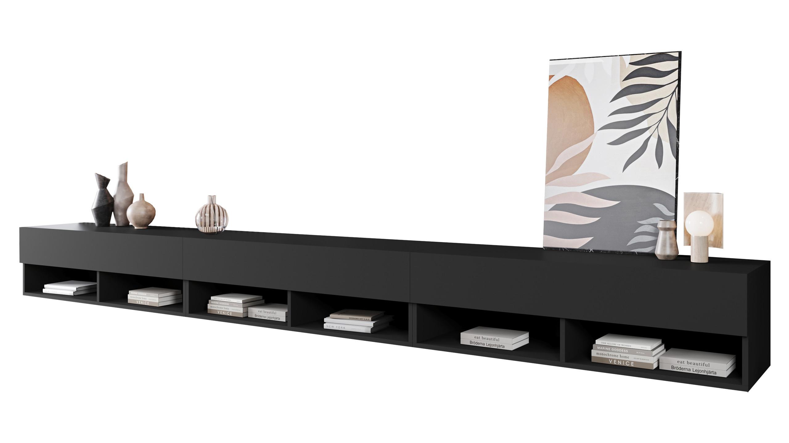 TV-LOWBOARD A300 mit weißer LED Beleuchtung - Graphitfarben, Holzwerkstoff (300/32/33cm) - MIRJAN24