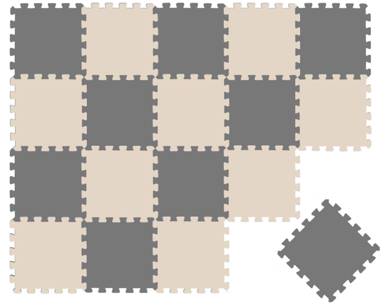 SPIELMATTE ab Null - 180/90/1 cm Puzzlematte Beige - Beige/Grau, Kunststoff (30/30cm) - Littletom