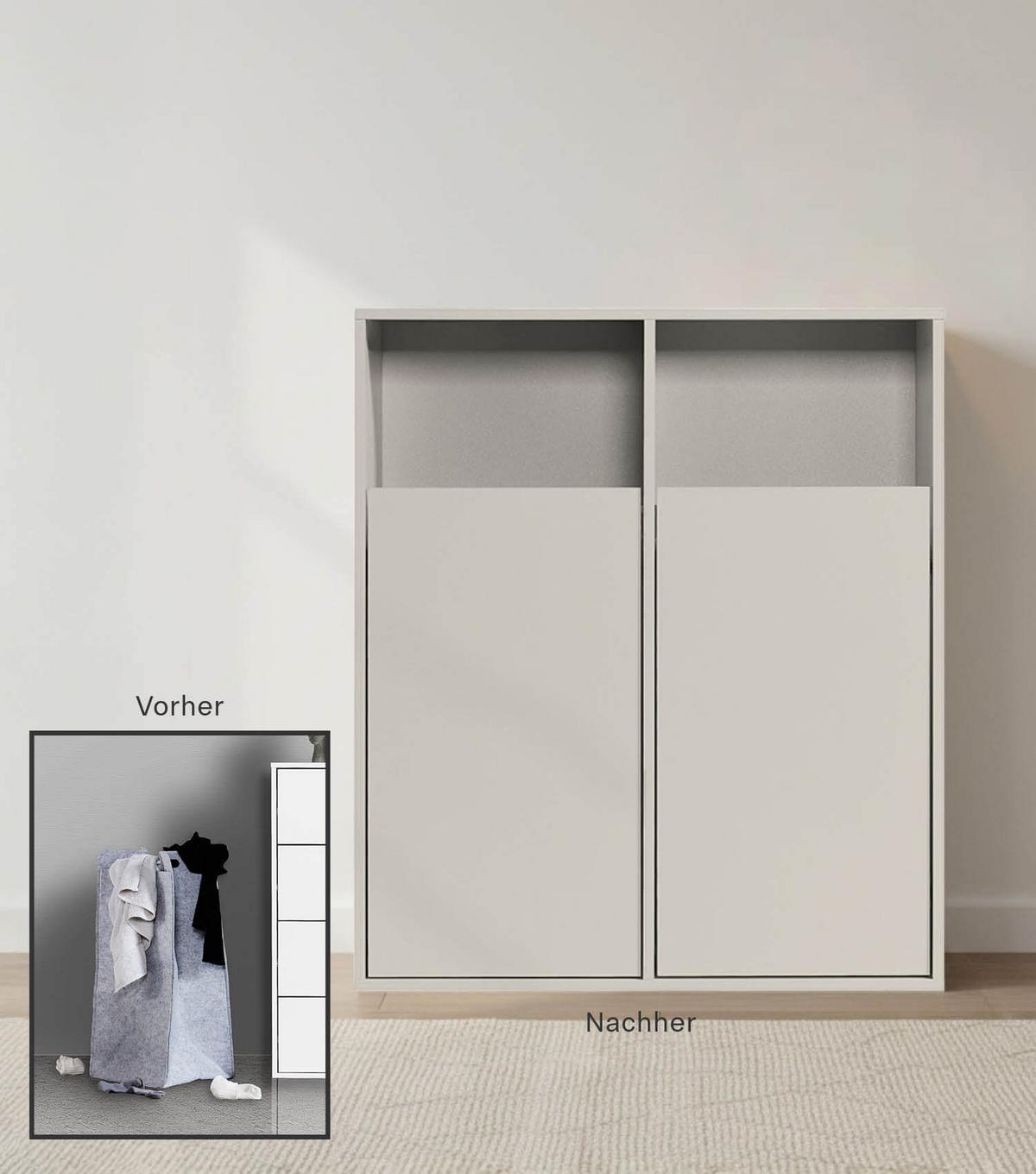 WÄSCHESCHRANK Der Wäschehüter - Beige, Holzwerkstoff (80/95/40cm) - Mokebo