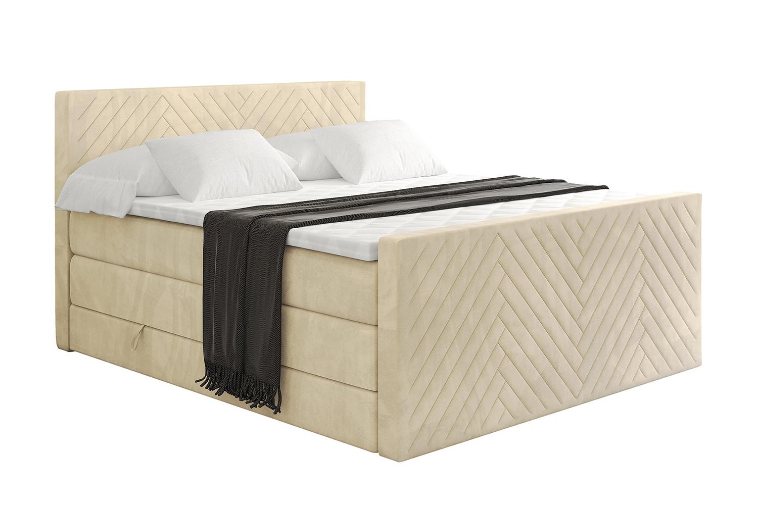 BOXSPRINGBETT mit Matratze und Lattenrost - VEXA-Z KING-140x200 - Beige Monolith - Beige, Holzwerkstoff (140/200cm) - ALTDECOR