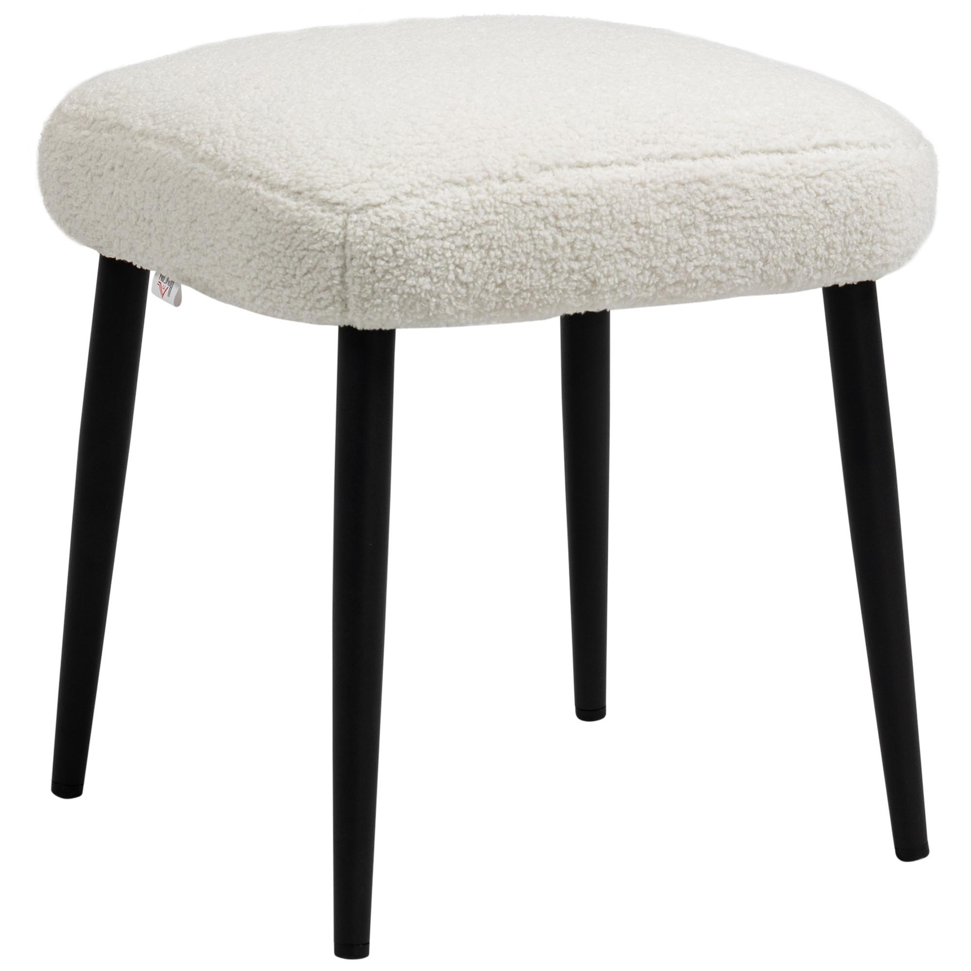 FUSSHOCKER Sitzhocker Quadratischer Schminkhocker mit Kaschmir-Optik, Stahlbeine - Creme, Kunststoff (42/44/42cm) - HOMCOM
