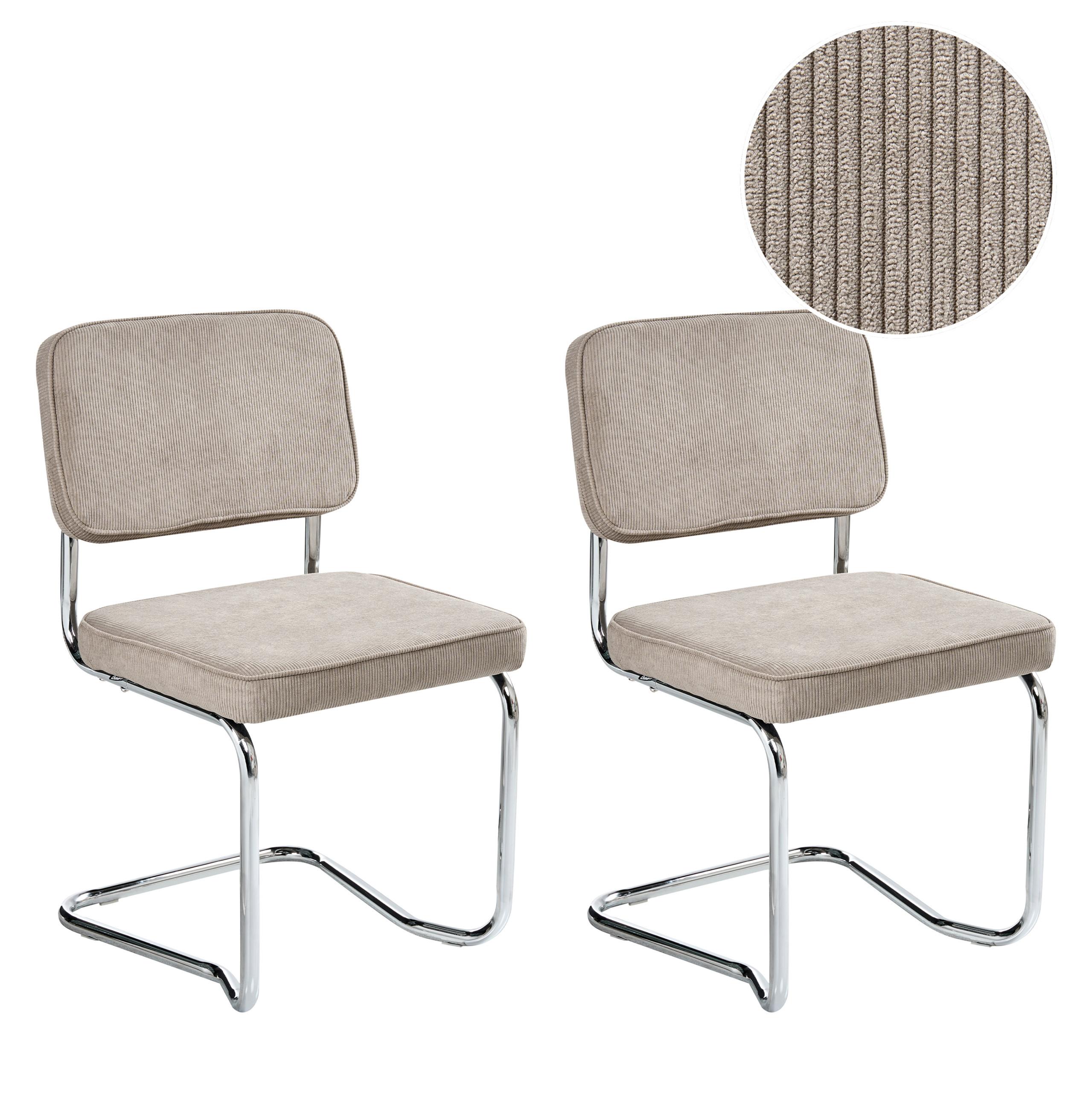 ESSZIMMERSTUHL 2er-Set Taupe Irwin - Taupe/Silberfarben, Textil (50/85/53cm) - Beliani