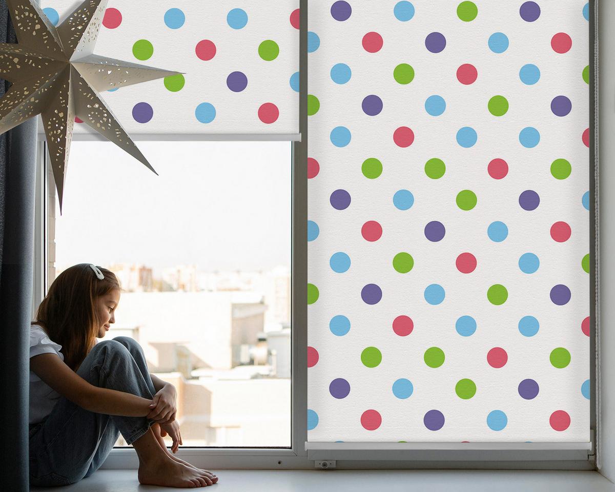 INNENROLLO - Fensterrollo - Rollo - 80x140 cm - Bunte Punkte - Blau, Kunststoff (80/140/0.5cm) - TULUP